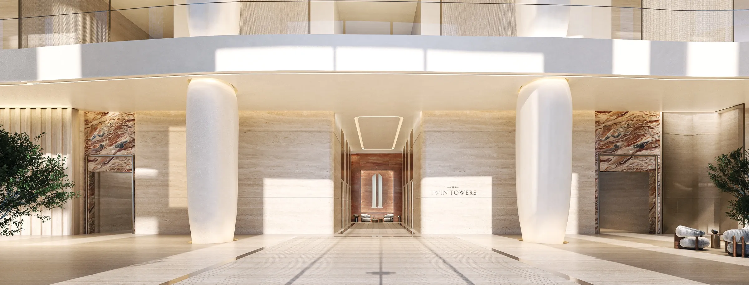 Entrance to the grand lobby of AHS Twin Towers