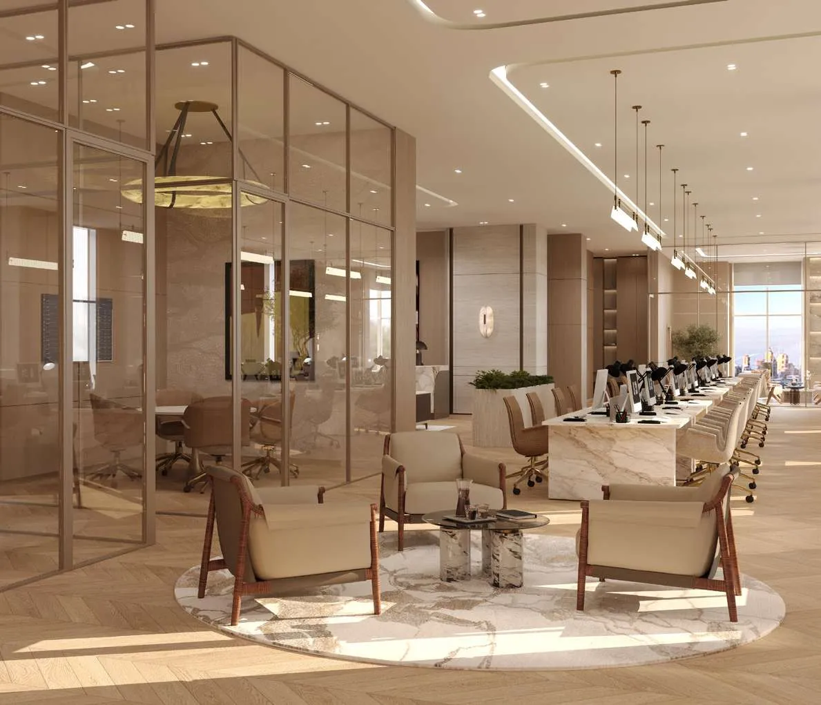Executive Office with glazed boardroom and open workstations