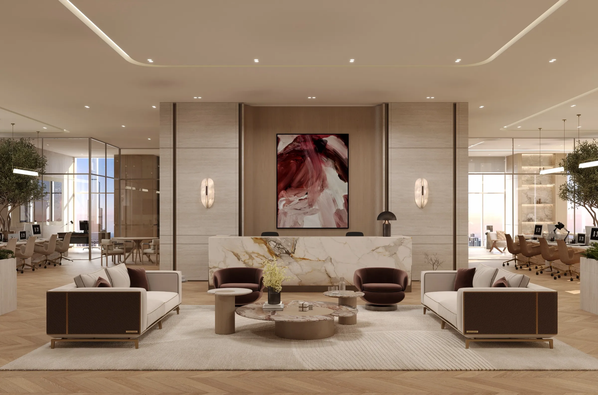 Reception of a Grade A office at AHS Twin Towers