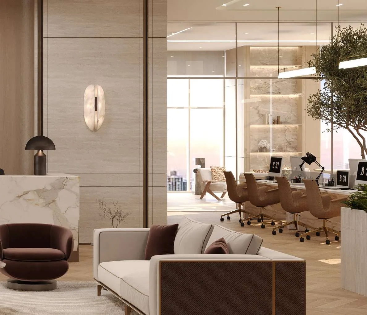 Ultra Grand full-floor office interior with Sheikh Zayed Road views