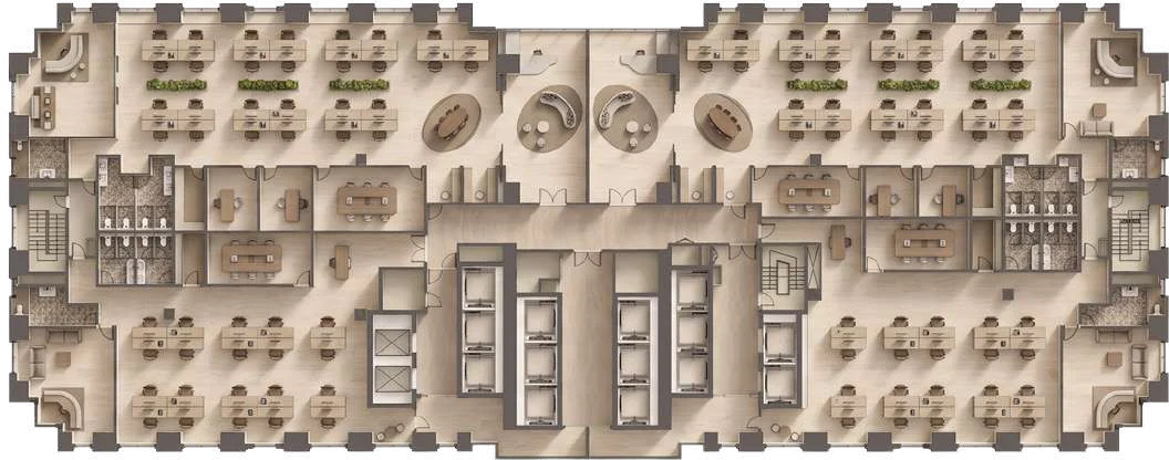 AHS Twin Towers Executive Offices 4-split layout floor plan