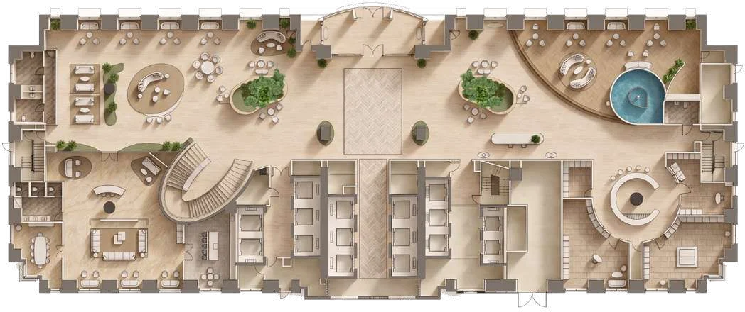 AHS Twin Towers Ground floor · grand arrival layout