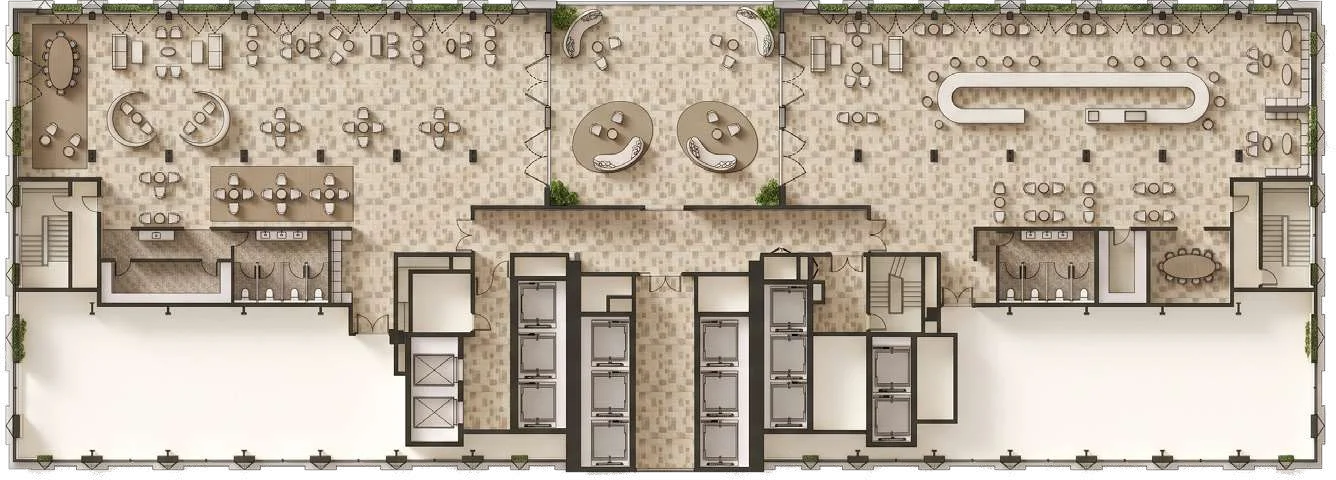 AHS Twin Towers Rooftop · sky garden & lounges layout