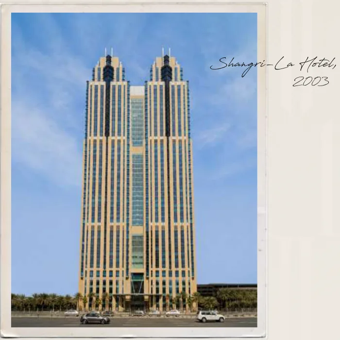 The original twin-spired tower on Sheikh Zayed Road in 2003