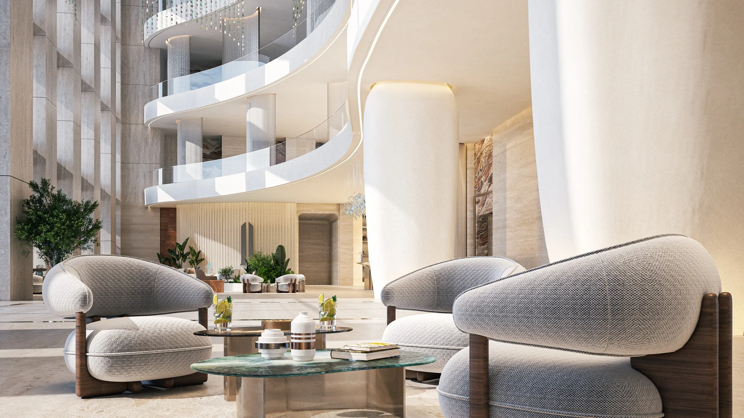 Lounge seating on the ground floor social hub at AHS Twin Towers