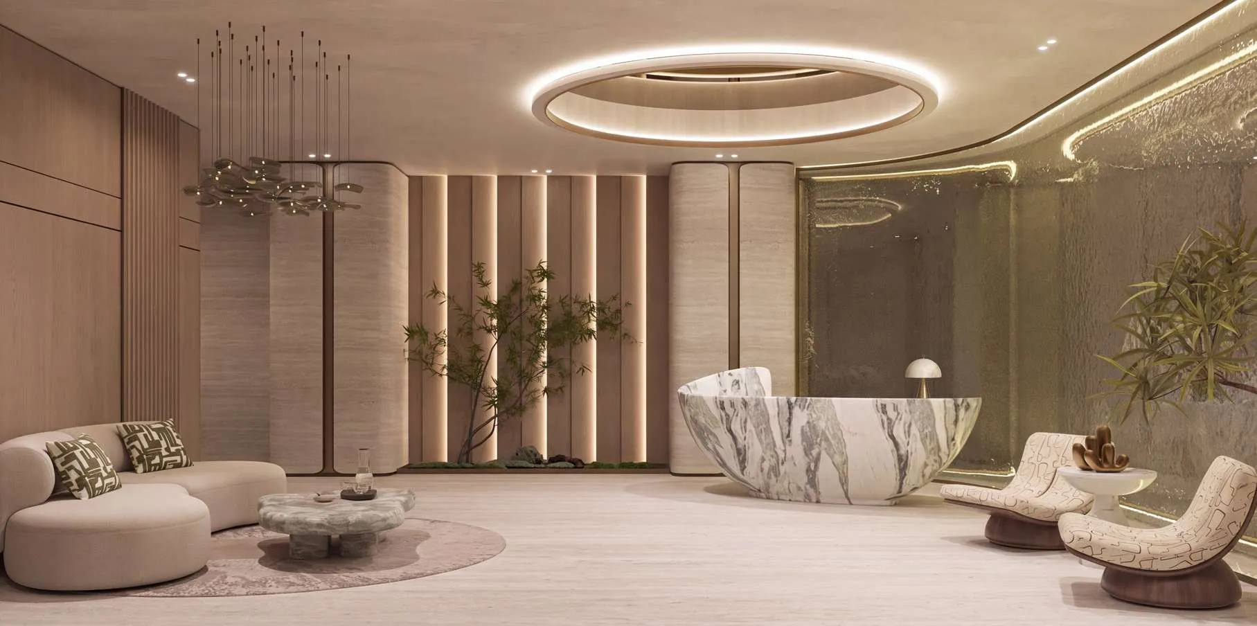 Spa lounge with marble basin at AHS Twin Towers